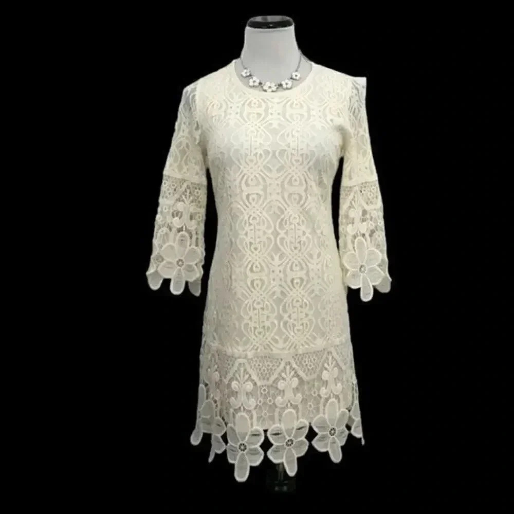 J. Gee plus size 2x lace light beige crochet dress